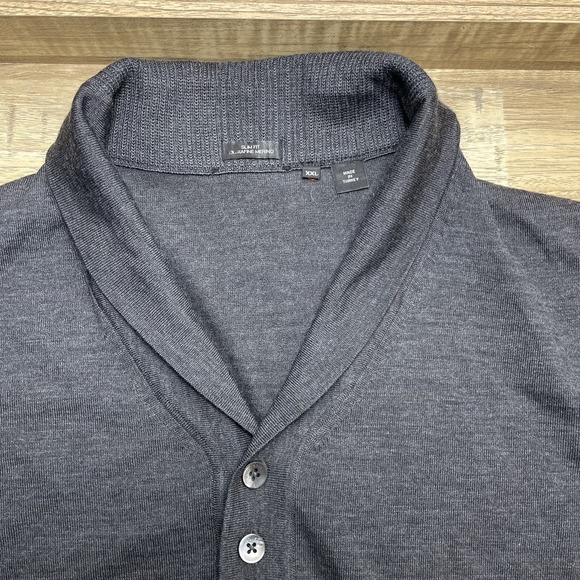Hugo Boss Shawl Collar Sweater Mens XXL Extrafine Wool Blend Slim Fit Grey EUC - Picture 1 of 7